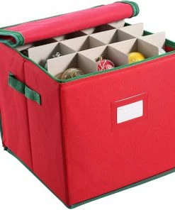 Joiedomi Christmas Ornament Storage Box With Adjustable Dividers