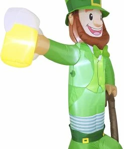 Joiedomi Inflatables Jumbo St. Patrick's Day Standing Leprechaun Holding Bear Mug Inflatable (8 Ft)