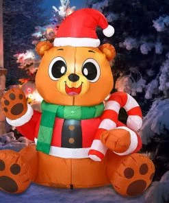Joiedomi Christmas Tall Holiday Teddy Bear Inflatable (5 Ft)