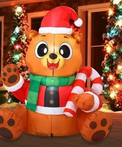 Joiedomi Christmas Tall Holiday Teddy Bear Inflatable (5 Ft)
