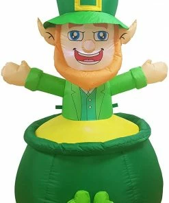Joiedomi Inflatables Large St. Patrick's Day Inflatable Leprechaun In Cauldron Pot Of Gold Coin (6 Ft)