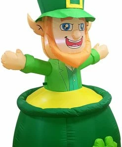 Joiedomi Inflatables Large St. Patrick's Day Inflatable Leprechaun In Cauldron Pot Of Gold Coin (6 Ft)