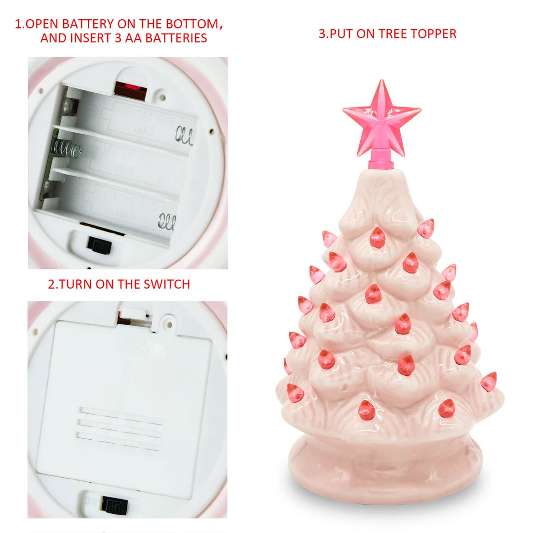 Joiedomi All Holiday Decor 7¡± Ceramic Christmas Tree (Pink) 4 Joiedomi All Holiday Decor 7¡± Ceramic Christmas Tree (Pink)