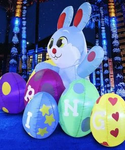 Joiedomi Jumbo Easter Bunny With Build-in LEDs Inflatable Outdoor Decoration (8ft) Inflatables