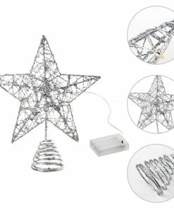 Joiedomi Christmas Tree Toppers, Glitter Silver Star Tree Topper Lighted With Warm White LED Lights 19 Joiedomi Christmas Tree Toppers, Glitter Silver Star Tree Topper Lighted With Warm White LED Lights