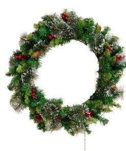 Joiedomi 24¡±Snow Flocked Prelit Christmas Wreath All Holiday Decor