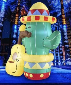 Joiedomi store 11 Joiedomi Large Inflatable Decoration Cinco De Mayo Cactus Guitar (6 Ft) Inflatables