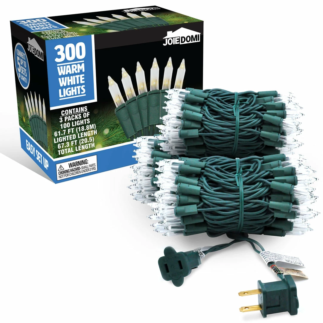 Joiedomi 3 Set Of 100-Count Clear Green Wire Christmas Lights 1 Joiedomi 3 Set Of 100-Count Clear Green Wire Christmas Lights