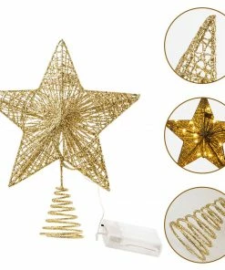 Joiedomi Christmas Tree Toppers, Glitter Gold Star Tree Topper Lighted With Warm White LED Christmas Trees 15 Joiedomi Christmas Tree Toppers, Glitter Gold Star Tree Topper Lighted With Warm White LED Christmas Trees