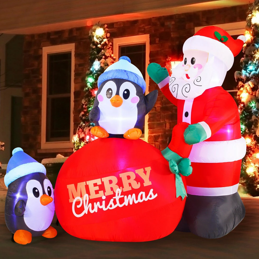 Joiedomi Inflatables Large Penguins With Santa Inflatable (7 Ft) 1 Joiedomi Inflatables Large Penguins With Santa Inflatable (7 Ft)