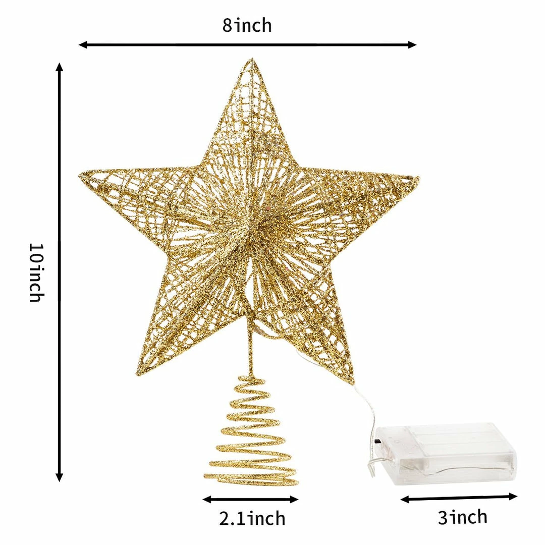 Joiedomi Christmas Tree Toppers, Glitter Gold Star Tree Topper Lighted With Warm White LED Christmas Trees 6 Joiedomi Christmas Tree Toppers, Glitter Gold Star Tree Topper Lighted With Warm White LED Christmas Trees
