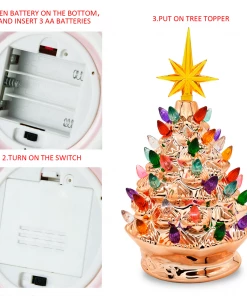 Joiedomi All Holiday Decor 9¡± Gold Ceramic Christmas Tree