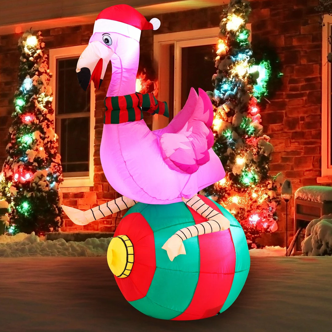 Joiedomi Christmas Large Flamingo On Ornament Inflatable (6 Ft) Inflatables 1 Joiedomi Christmas Large Flamingo On Ornament Inflatable (6 Ft) Inflatables
