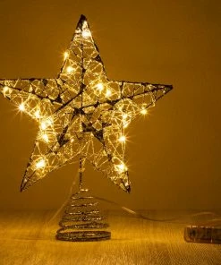 Joiedomi Christmas Tree Toppers, Glitter Silver Star Tree Topper Lighted With Warm White LED Lights 24 Joiedomi Christmas Tree Toppers, Glitter Silver Star Tree Topper Lighted With Warm White LED Lights