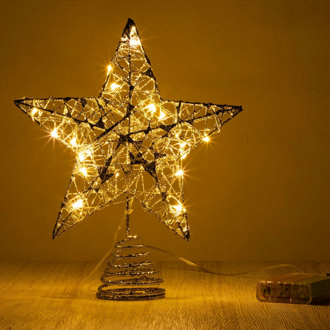 Joiedomi Christmas Tree Toppers, Glitter Silver Star Tree Topper Lighted With Warm White LED Lights 11 Joiedomi Christmas Tree Toppers, Glitter Silver Star Tree Topper Lighted With Warm White LED Lights