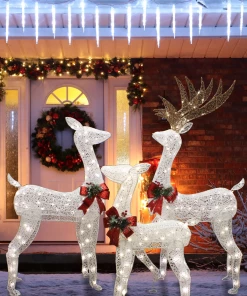 Joiedomi All Holiday Decor 3 Pcs Christmas Reindeers LED Yard Lights