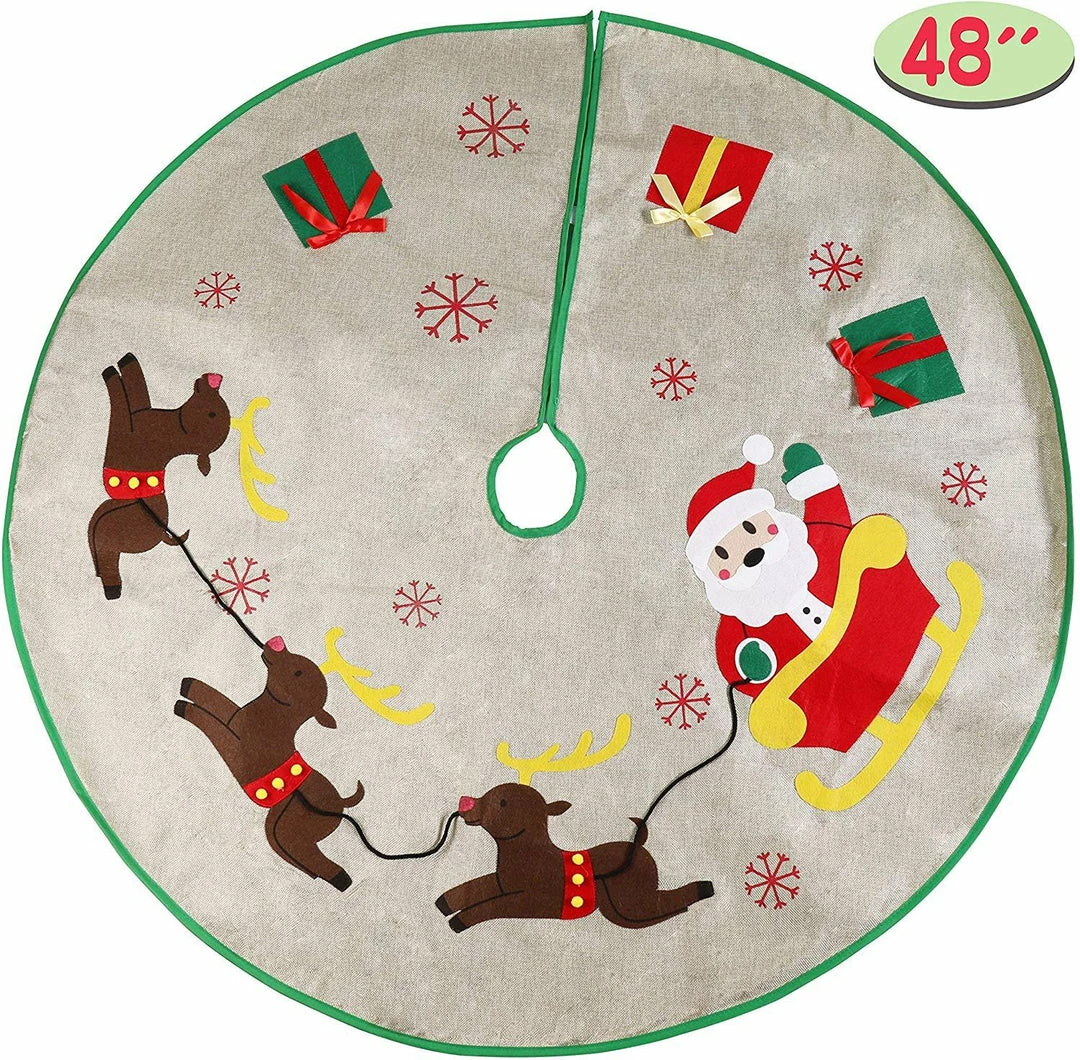 Joyin All Holiday Decor 48'' Burlap Christmas Tree Skirt (Santa Sleigh) 1 Joyin All Holiday Decor 48'' Burlap Christmas Tree Skirt (Santa Sleigh)