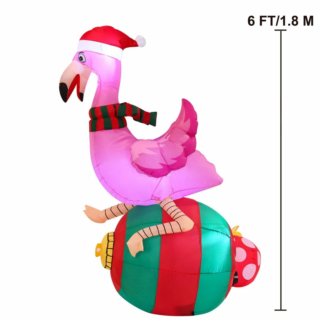 Joiedomi Christmas Large Flamingo On Ornament Inflatable (6 Ft) Inflatables 5 Joiedomi Christmas Large Flamingo On Ornament Inflatable (6 Ft) Inflatables